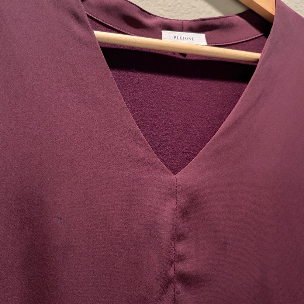 Pleione Women's Top Size Large Purple V-Neck Cap Sleeve Hi-Low Hem Casual Blouse - Picture 8 of 16